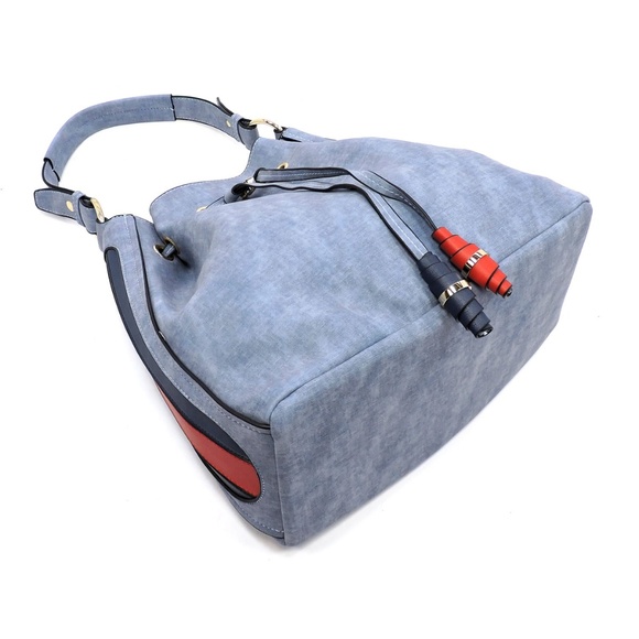 NEW Textured Drawstring Shoulder Bag Hobo - Picture 7 of 8